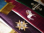 Embroidery Designs for Vestments: The Scroll Cross on vestment.