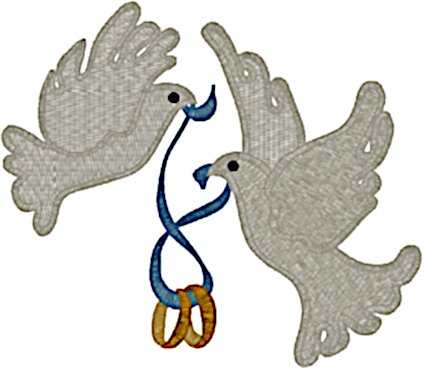 Machine Embroidery Design: Wedding Rings Doves