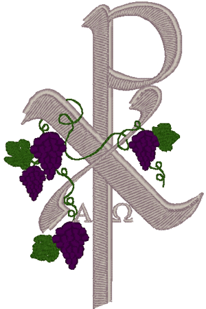 Machine Embroidery Design: Adorned Chi Rho with Alpha & Omega