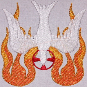 Holy Spirit With Blended Flame Embroidery Design