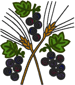 Machine Embroidery Design: Stylized Grapes & Wheat
