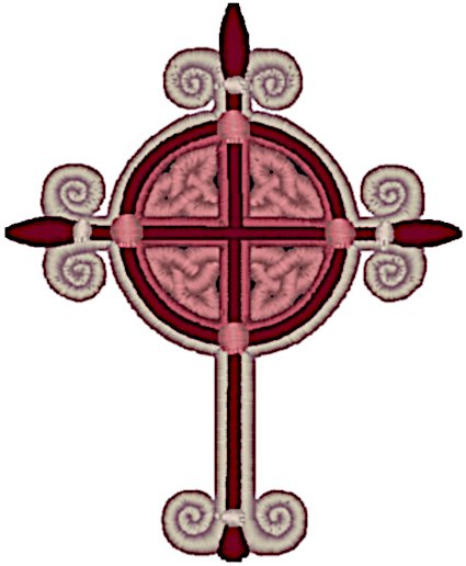 Scrolled Celtic Cross Embroidery Design