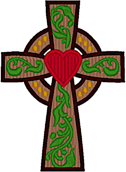 Celtic Cross & Heart Embroidery Design