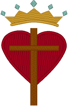 Cross, Heart & Crown Embroidery Design