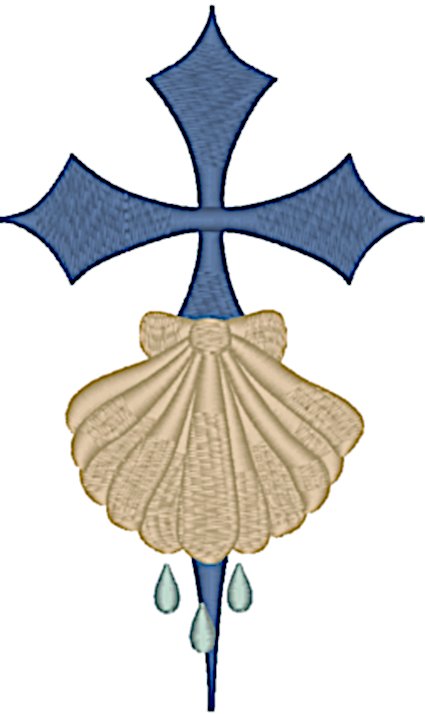Machine Embroidery Design: St. James Cross with Baptism Shell