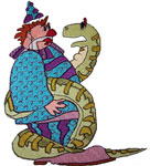 Machine Embroidery Design: Clown and His Snake