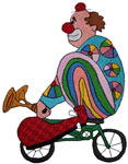 Machine Embroidery Design: Clown Riding a Little Bicycle