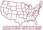 Redwork Continental United States Map Embroidery Design