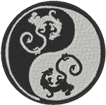Yin-Yang with Dragons Embroidery Design