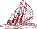 Redwork Machine Embroidery Designs: Sailing Ship 2