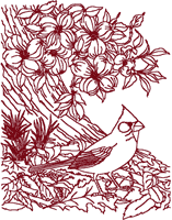 Machine Embroidery Designs: Redwork Songbird 4