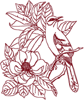 Machine Embroidery Designs: Redwork Songbird 5