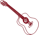 Machine Embroidery Designs: Redwork 6-String Guitar