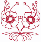 Redwork Machine Embroidery Designs: Flowers Centerpiece