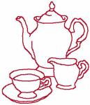 Redwork Teapot Set Embroidery Design