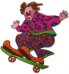 Machine Embroidery Design: Skateboarding Clown
