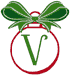 Machine Embroidery Designs: Christmas Bows & Ornaments Alphabet V