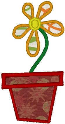 Flower Pot Applique Embroidery Design