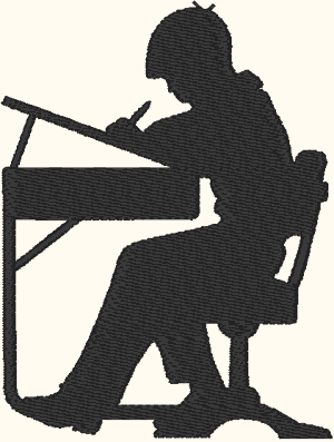 Student At Desk Silhouette