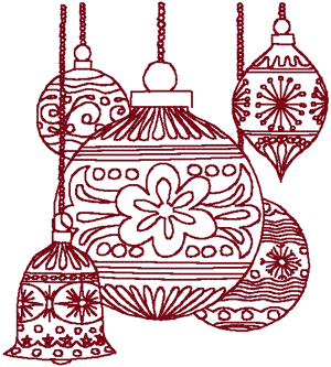 Redwork Christmas Ornaments 2 Embroidery Design