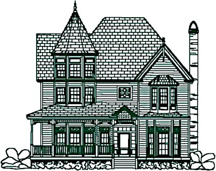 Redwork Midwest Farm House #2 Embroidery Design