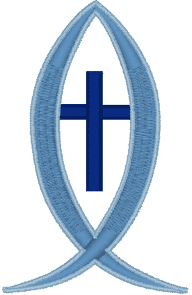 Machine Embroidery Design: Fish Symbol & Small Cross