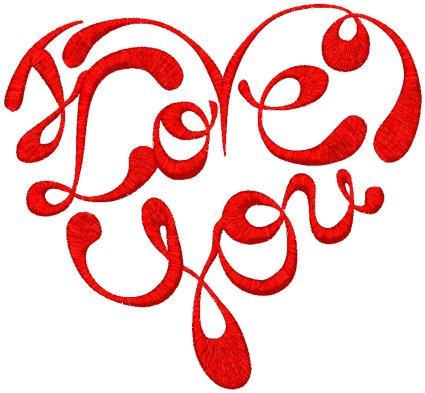 I Love You Heart Embroidery Design