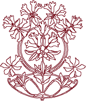 Redwork Flower Circle Center Embroidery Design