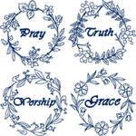 Machine Embroidery Design: Redwork Inspirational Wreaths