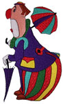 Machine Embroidery Design: Clown with Umbrellas