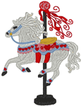 White Dancer Carousel Horse Embroidery Design