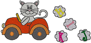 Machine Embroidery Designs: Cat in Car