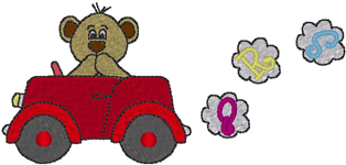 Machine Embroidery Designs: Bear in Car