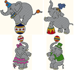 Performing Circus Elephants Embroidery Design
