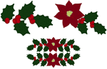 Decorative Christmas Poinsettia Set Embroidery Design