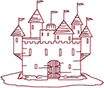 Redwork Castle #1 Embroidery Design