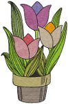 Potted Spring Tulips Embroidery Design