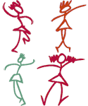 Dancing Stick Girls Embroidery Design