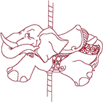 Redwork Carousel Elephant Embroidery Design