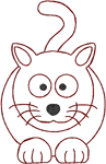 Smiling Redwork Kitty Embroidery Design