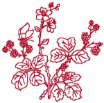 Redwork Embroidery Designs: Wild Raspberries