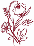 Redwork Embroidery Designs: Flower and Wheat Bouquet