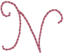 Alphabets Machine Embroidery Designs: Rosewater Lowercase Alphabet N